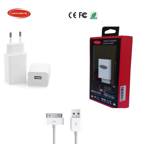 Optimus 10W punjač s kabelom 2m (5V/2A, Apple 30-pin)