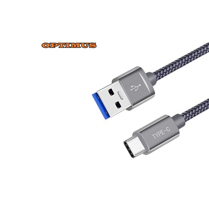 Optimus USB C kabel pleteni Samsung Xiaomi sivi 1m