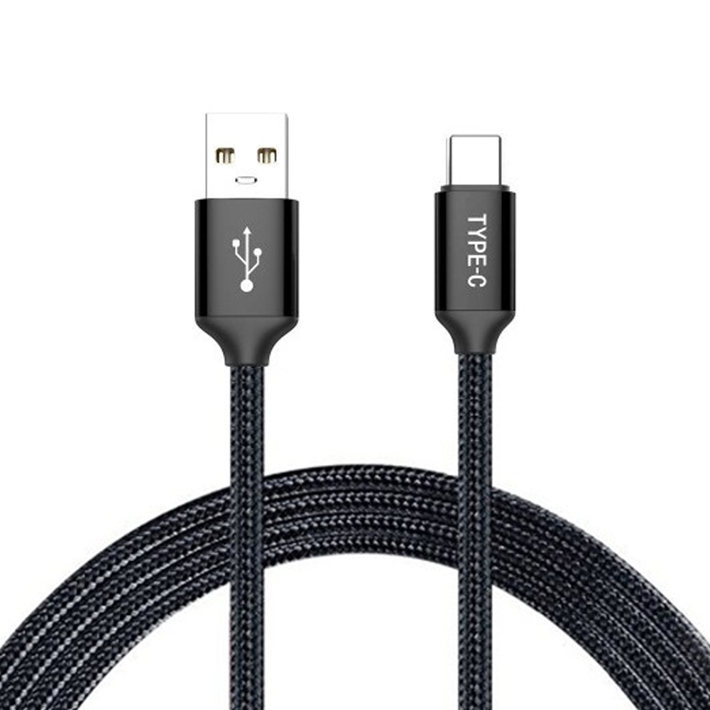 Optimus USB data kabel (2m, USB-C na USB-A, pleteni/najlon, crni)