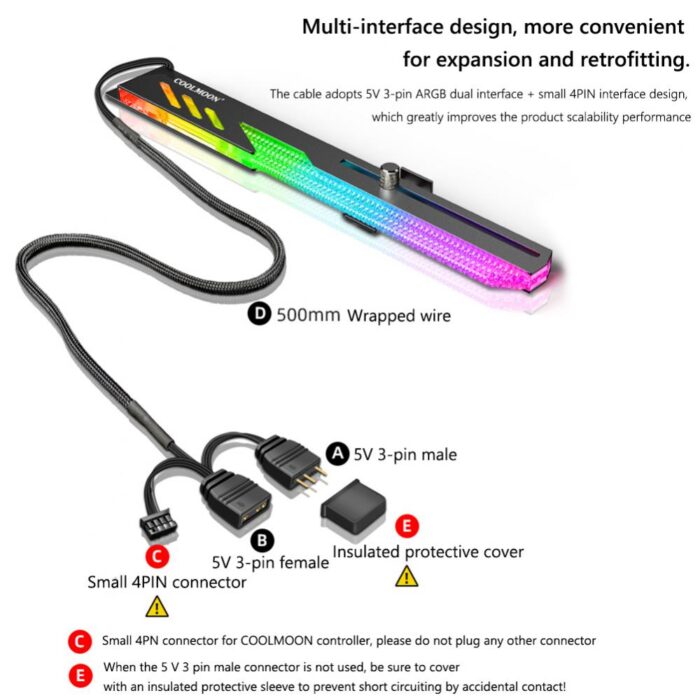 Nosac za graficku karticu argb coolmoon gt8 28cm bijeli crni