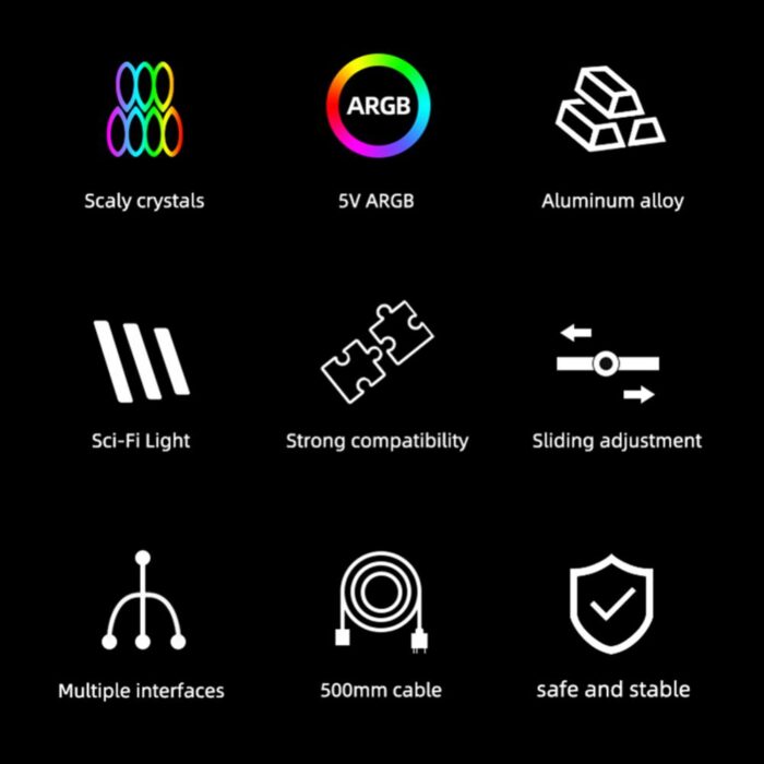 Nosac za graficku karticu argb coolmoon gt8 28cm bijeli crni