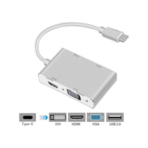 Optimus multiport adapter 4 u 1 usb c muski na hdmi vga dvi usb 30 zenski