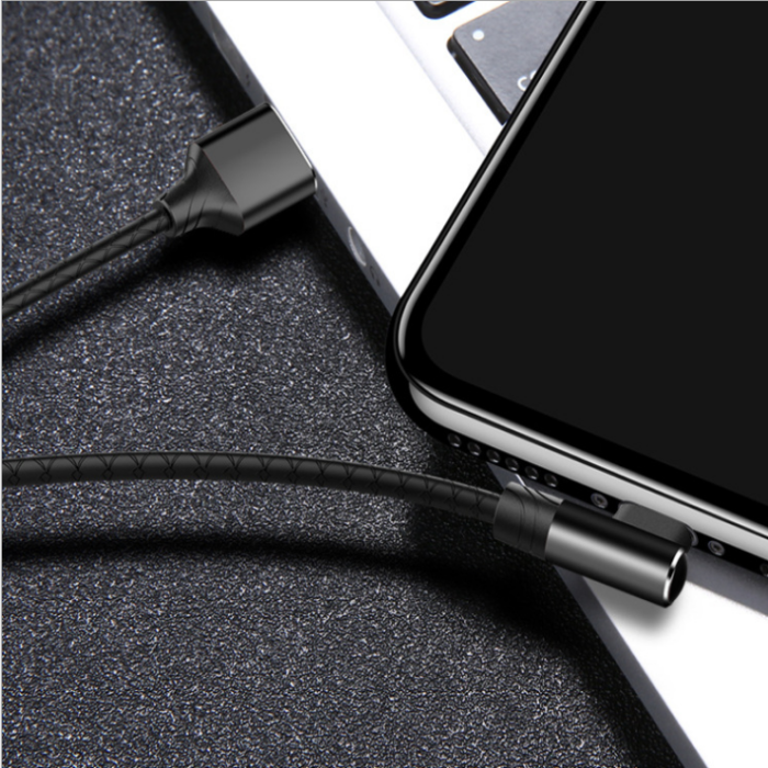 Optimus usb data kabel lightning 90 kutni na usb a 1m crni