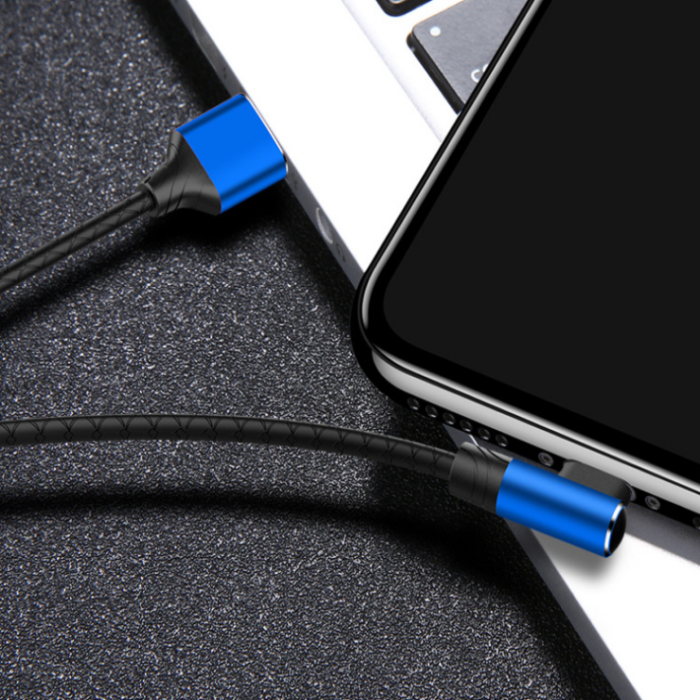 Optimus usb data kabel lightning 90 kutni na usb a 1m crni