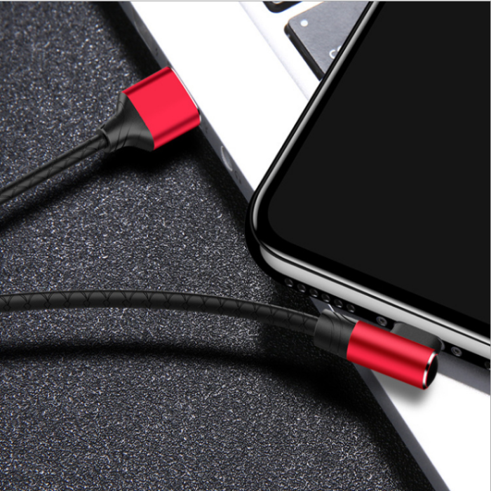 Optimus usb data kabel lightning 90 kutni na usb a 1m crni